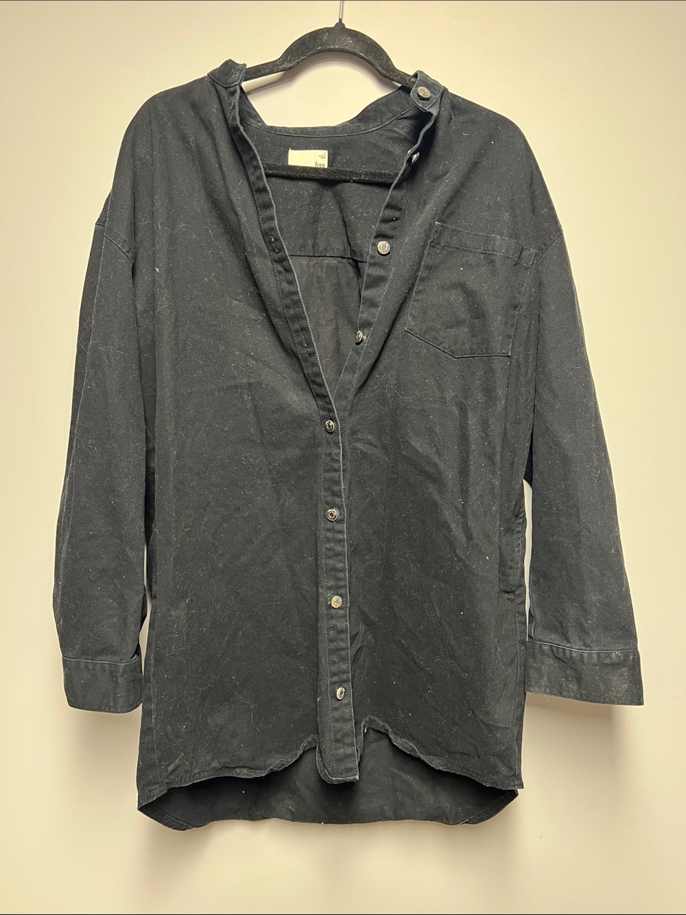 Aritzia Black Button-Front Oversized Tunic